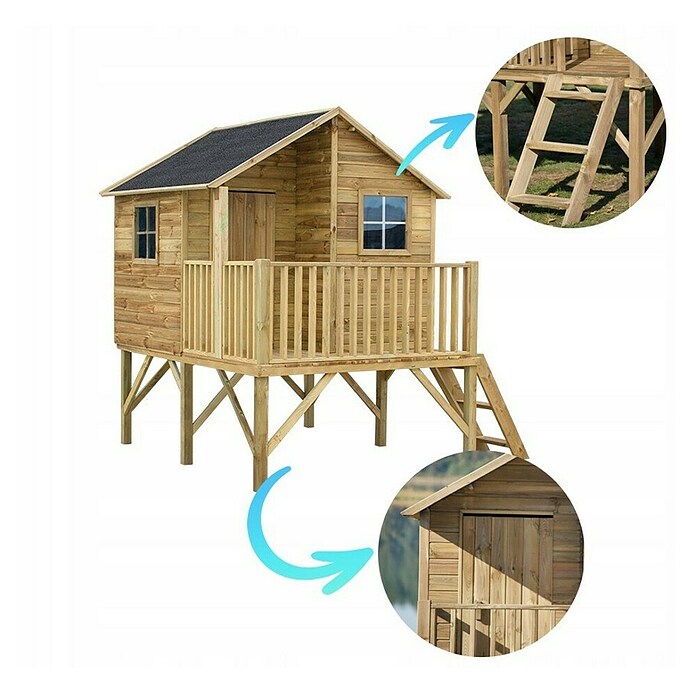 Spielhaus Jeremy (L x B x H: 175 x 226 x 250,5 cm, Holz, Natur) | BAUHAUS
