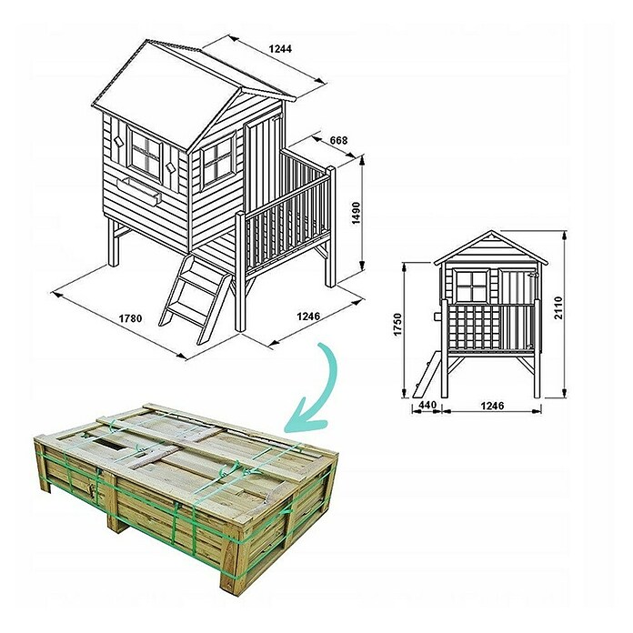 Spielhaus Tobias (L x B x H: 179 x 161 x 221 cm, Holz, Natur) | BAUHAUS
