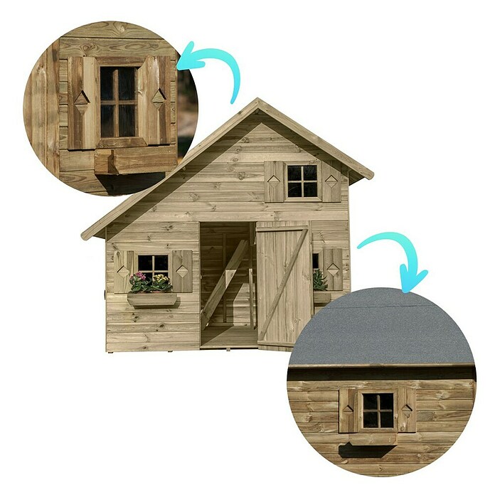 Spielhaus Aleks (L x B x H: 223 x 250 x 230 cm, Holz, Natur) | BAUHAUS