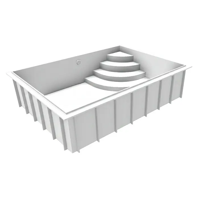 Mountfield Bausatz-Pool - L x B x H: 490 x 350 x 140 cm, 17,59 m³, Weiß - Weiße Fertigbeckenhülle mit integrierten Ecktreppen, bereit zur Installation.