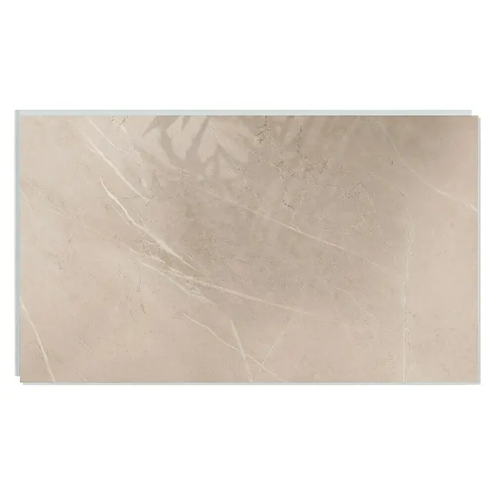 Dumawall+ Revestimiento de pared de PVC Gust Gloss - 75 x 45 cm, Beige - Losa efecto mármol beige con vetas blancas.