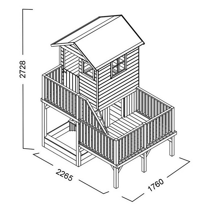 Spielhaus Tom (L x B x H: 226,5 x 176 x 272 cm, Holz, Natur) | BAUHAUS