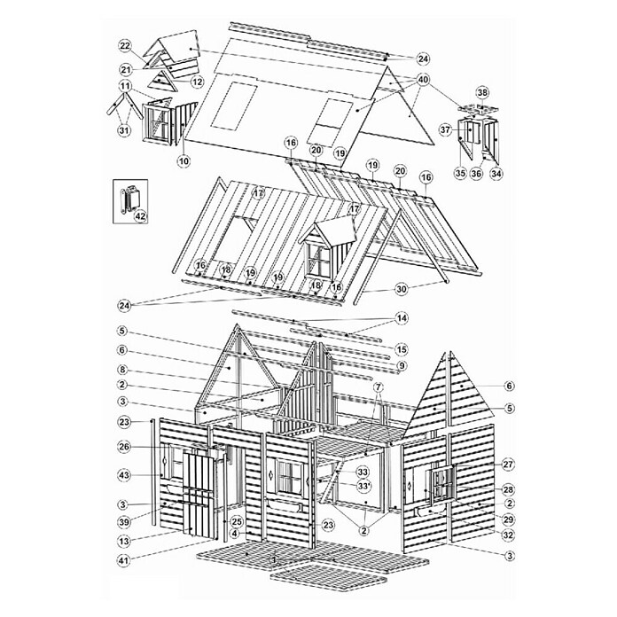 Spielhaus Marie (L x B x H: 157 x 248 x 218 cm, Holz, Natur) | BAUHAUS