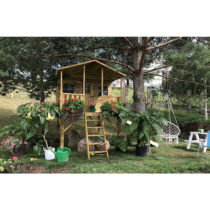 Spielhaus Finn (L x B x H: 239 x 190 x 256 cm, Holz, Natur) | BAUHAUS