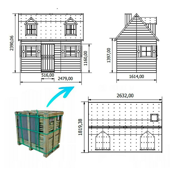 Spielhaus Marie (L x B x H: 157 x 248 x 218 cm, Holz, Natur) | BAUHAUS