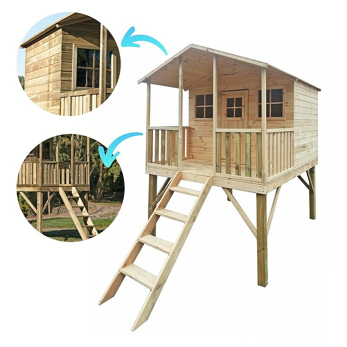 Spielhaus Finn (L x B x H: 239 x 190 x 256 cm, Holz, Natur) | BAUHAUS