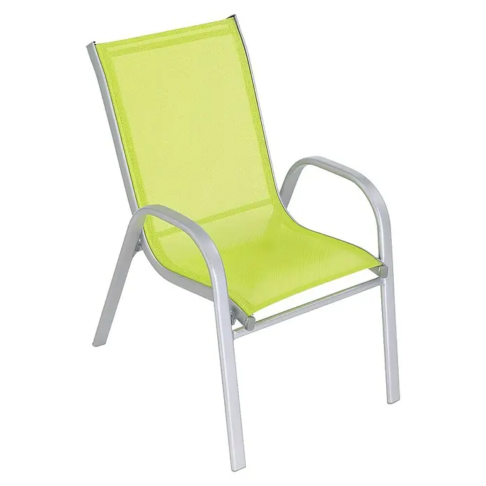 Westerholt Kinder-Gartenstuhl - Stahl, Polyester, Grün, B x T x H: 49 x 36 x 57 cm - Limettengrüner Textil-Loungesessel mit silbernem Metallgestell und Armlehnen.