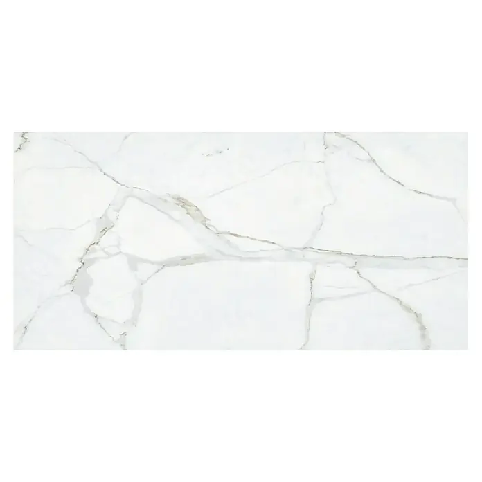 Inspiro Revestimiento de pared de PVC Spring - 75 x 45 cm, Blanco - Mármol blanco con vetas naturales grises y sutiles marrones.