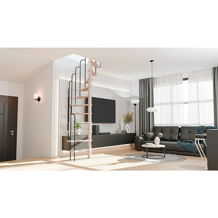 Sogem Escalera de caracol Saturne (Diámetro: 140 cm, Color peldaños: Haya, Altura de planta: 276 cm) | BAUHAUS