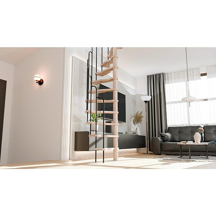 Sogem Escalera de caracol Saturne (Diámetro: 140 cm, Color peldaños: Haya, Altura de planta: 276 cm) | BAUHAUS