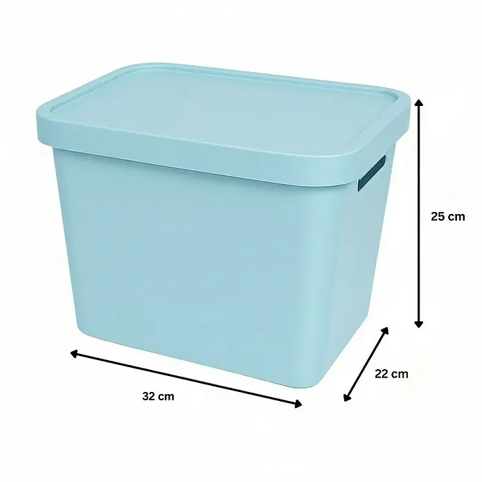 Plastard Aufbewahrungsbox-Set 2er-Set 12,5 Liter in Blau – Stapelboxen, Lagerboxen - L x B x H: 32 x 22 x 24 cm, Kunststoff, Blau, 2 Stk.