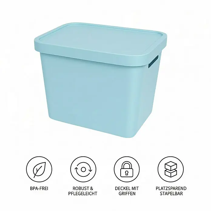 Plastard Aufbewahrungsbox-Set 2er-Set 12,5 Liter in Blau – Stapelboxen, Lagerboxen - L x B x H: 32 x 22 x 24 cm, Kunststoff, Blau, 2 Stk.