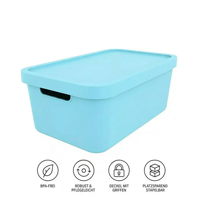 Plastard Aufbewahrungsbox-Set 2er-Set 7,5 Liter in Blau – Stapelboxen, Lagerboxen - L x B x H: 32 x 22 x 15 cm, Kunststoff, Blau, 2 Stk.