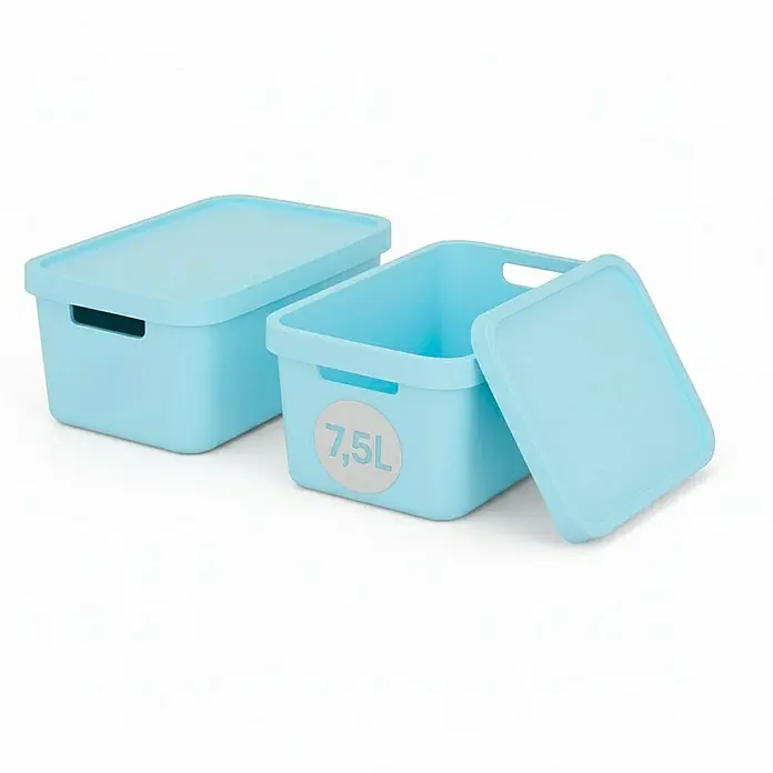 Plastard Aufbewahrungsbox-Set 2er-Set 7,5 Liter in Blau – Stapelboxen, Lagerboxen - L x B x H: 32 x 22 x 15 cm, Kunststoff, Blau, 2 Stk.