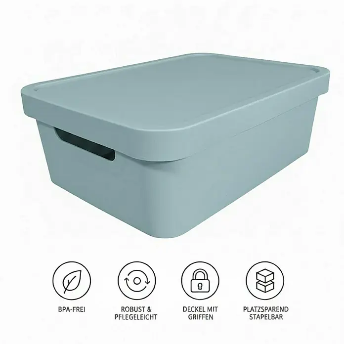 Plastard Aufbewahrungsbox-Set 2er-Set 19 Liter in Blau – Stapelboxen, Lagerboxen - L x B x H: 45,5 x 33,5 x 15,5 cm, Kunststoff, Blau, 2 Stk.