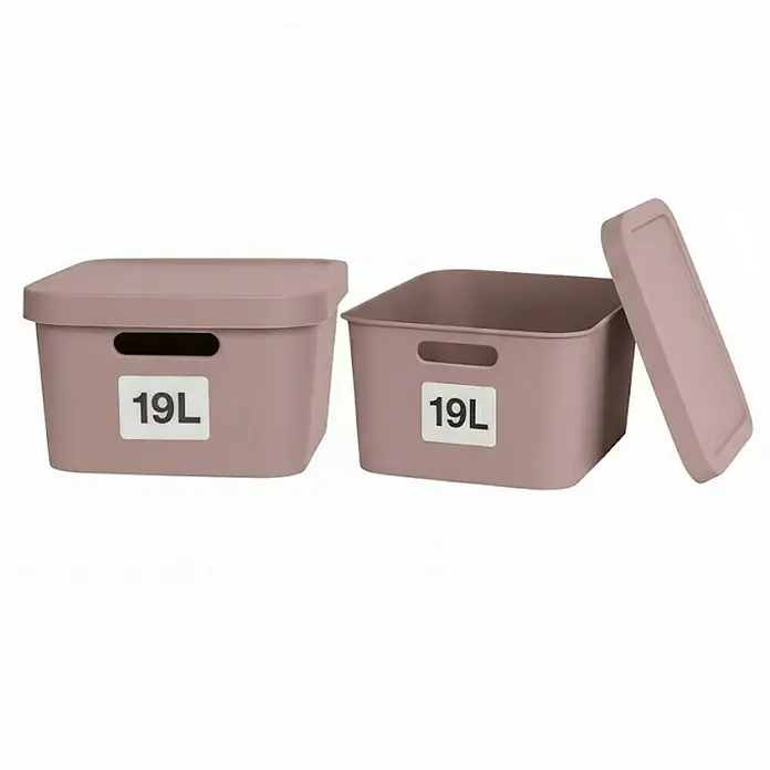Plastard Aufbewahrungsbox-Set 2er-Set 19 Liter in Pink – Stapelboxen, Lagerboxen - L x B x H: 45,5 x 33,5 x 15,5 cm, Kunststoff, Pink, 2 Stk.