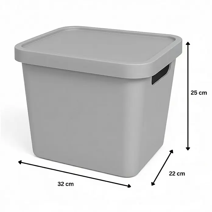 Plastard Aufbewahrungsbox-Set 2er-Set 12,5 Liter in Grau – Stapelboxen, Lagerboxen - L x B x H: 32 x 22 x 24 cm, Kunststoff, Grau, 2 Stk.