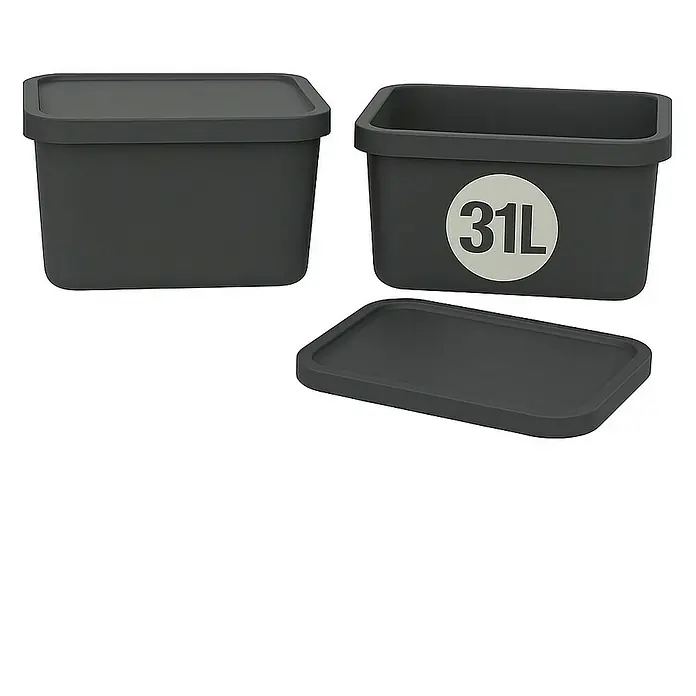 Plastard Aufbewahrungsbox-Set 2er-Set 31 Liter in Anthrazit – Stapelboxen, Lagerboxen - Kunststoff, Anthrazit, 2 Stk.