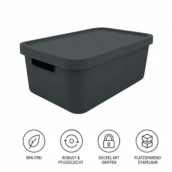 Plastard Aufbewahrungsbox-Set 2er-Set 31 Liter in Anthrazit – Stapelboxen, Lagerboxen - Kunststoff, Anthrazit, 2 Stk.