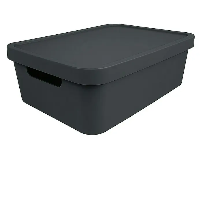 Plastard Aufbewahrungsbox-Set 2er-Set 19 Liter in Anthrazit – Stapelboxen, Lagerboxen - L x B x H: 45,5 x 33,5 x 15,5 cm, Kunststoff, Anthrazit, 2 Stk.
