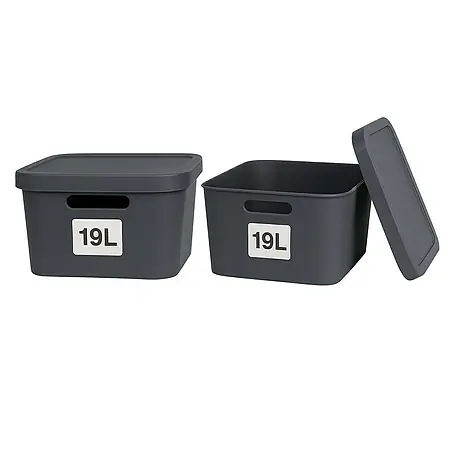 Plastard  Aufbewahrungsbox-Set 2er-Set 19 Liter in Anthrazit – Stapelboxen, Lagerboxen