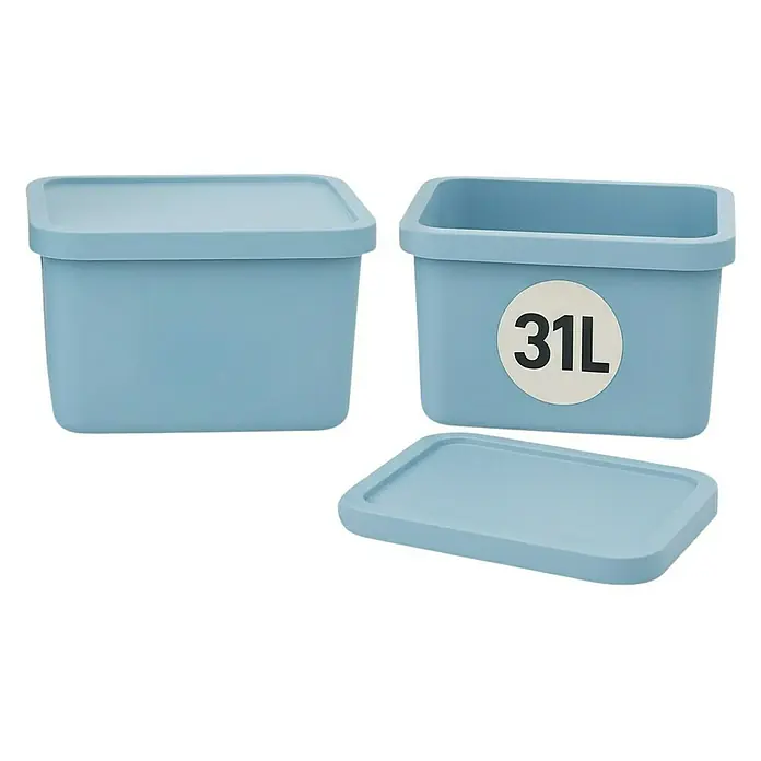 Plastard Aufbewahrungsbox-Set 2er-Set 31 Liter in Blau – Stapelboxen, Lagerboxen - Kunststoff, Blau, 2 Stk.