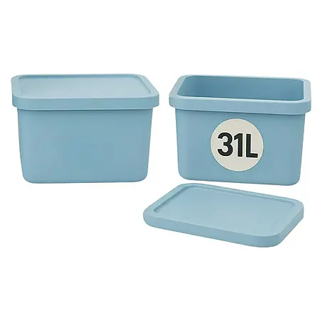 Plastard  Aufbewahrungsbox-Set 2er-Set 31 Liter in Blau – Stapelboxen, Lagerboxen