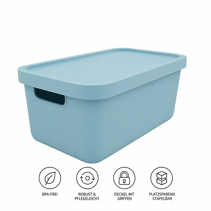 Plastard Aufbewahrungsbox-Set 2er-Set 31 Liter in Blau – Stapelboxen, Lagerboxen - Kunststoff, Blau, 2 Stk.