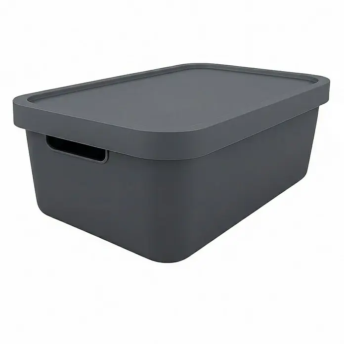 Plastard Aufbewahrungsbox-Set 2er-Set 7,5 Liter in Anthrazit – Stapelboxen, Lagerboxen - L x B x H: 32 x 22 x 15 cm, Kunststoff, Anthrazit, 2 Stk.