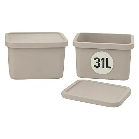 Plastard  Aufbewahrungsbox-Set 2er-Set 31 Liter in Beige – Stapelboxen, Lagerboxen