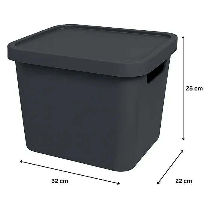 Plastard Aufbewahrungsbox-Set 2er-Set 12,5 Liter in Anthrazit – Stapelboxen, Lagerboxen - L x B x H: 32 x 22 x 24 cm, Kunststoff, Anthrazit, 2 Stk.