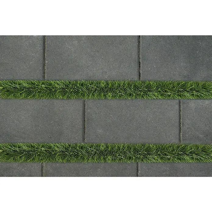 Diephaus Pflasterstein Lowell Rasenfugen - 30 x 20 x 6 cm, Anthrazit, Beton - Zwei parallele Streifen aus sattgrünem Kunstrasen, in graue Pflastersteine integriert.