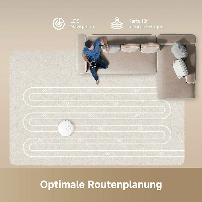 Dreame Robot aspirador con mopa D20 (Potencia de aspiración: 13.000 Pa, Duración de la batería: 285 min, Capacidad del robot: 700 ml) | BAUHAUS