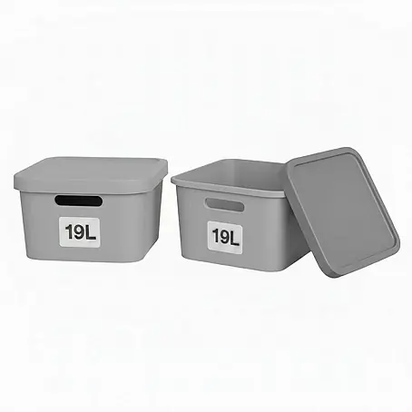 Plastard  Aufbewahrungsbox-Set 2er-Set 19 Liter in Grau – Stapelboxen, Lagerboxen