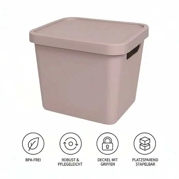 Plastard Aufbewahrungsbox-Set 2er-Set 12,5 Liter in Pink – Stapelboxen, Lagerboxen - L x B x H: 32 x 22 x 24 cm, Kunststoff, Pink, 2 Stk.