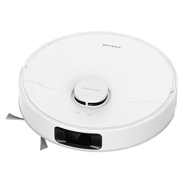 Dreame Robot aspirador con mopa D20 - Potencia de aspiración: 13.000 Pa, Duración de la batería: 285 min, Capacidad del robot: 700 ml - Robot aspirador circular blanco con sensor de navegación lidar y cepillos laterales.