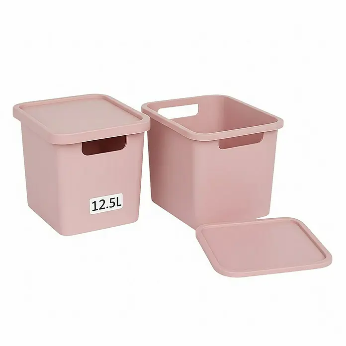 Plastard Aufbewahrungsbox-Set 2er-Set 12,5 Liter in Pink – Stapelboxen, Lagerboxen - L x B x H: 32 x 22 x 24 cm, Kunststoff, Pink, 2 Stk.