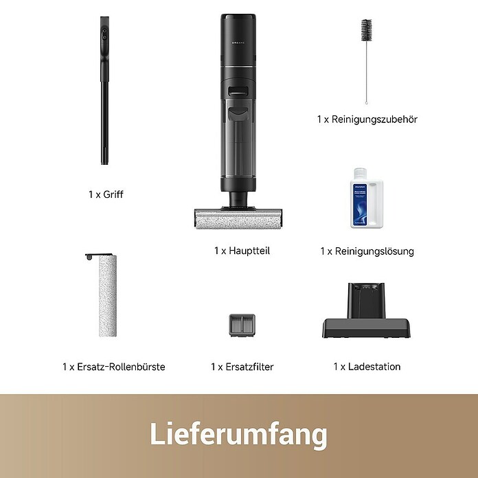 Dreame Aspirador en seco y húmedo de batería G10 Pro (Potencia de aspiración: 16.000 Pa, Duración de la batería: 35 min, Volumen del depósito de agua: 0,9 l) | BAUHAUS