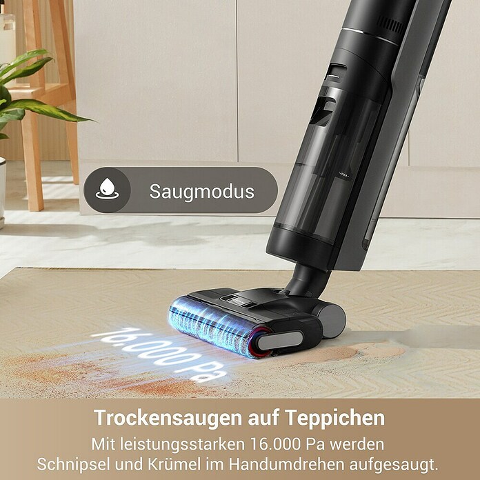 Dreame Aspirador en seco y húmedo de batería G10 Pro (Potencia de aspiración: 16.000 Pa, Duración de la batería: 35 min, Volumen del depósito de agua: 0,9 l) | BAUHAUS