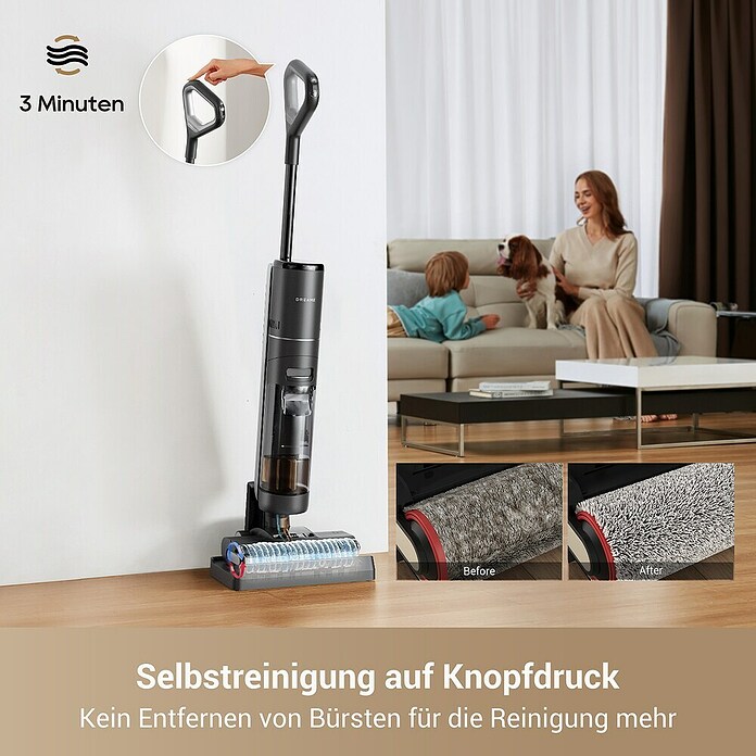 Dreame Aspirador en seco y húmedo de batería G10 Pro (Potencia de aspiración: 16.000 Pa, Duración de la batería: 35 min, Volumen del depósito de agua: 0,9 l) | BAUHAUS