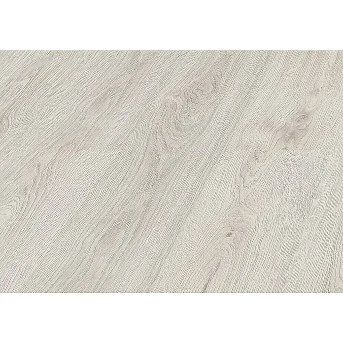 LOGOCLIC Laminado Roble Amber - 1.380 x 193 x 8 mm, Gris, AC5 - Suelo laminado gris claro efecto madera con vetas distintivas.