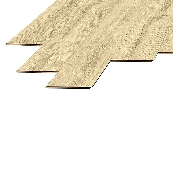 LOGOCLIC Laminado Roble Lumen (1.380 x 193 x 8 mm, Beige, AC5) | BAUHAUS
