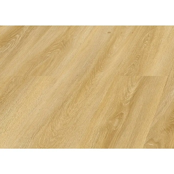 LOGOCLIC Laminado Roble Terra - 1.380 x 193 x 8 mm, Marrón, AC5 - Suelo de madera natural clara con vetas visibles.