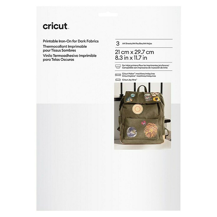 Cricut Aufbügelfolie Bedruckbares Iron-On (29,7 x 21 cm, Passend für: Dunkle Stoffe, 3 Stk.) | BAUHAUS
