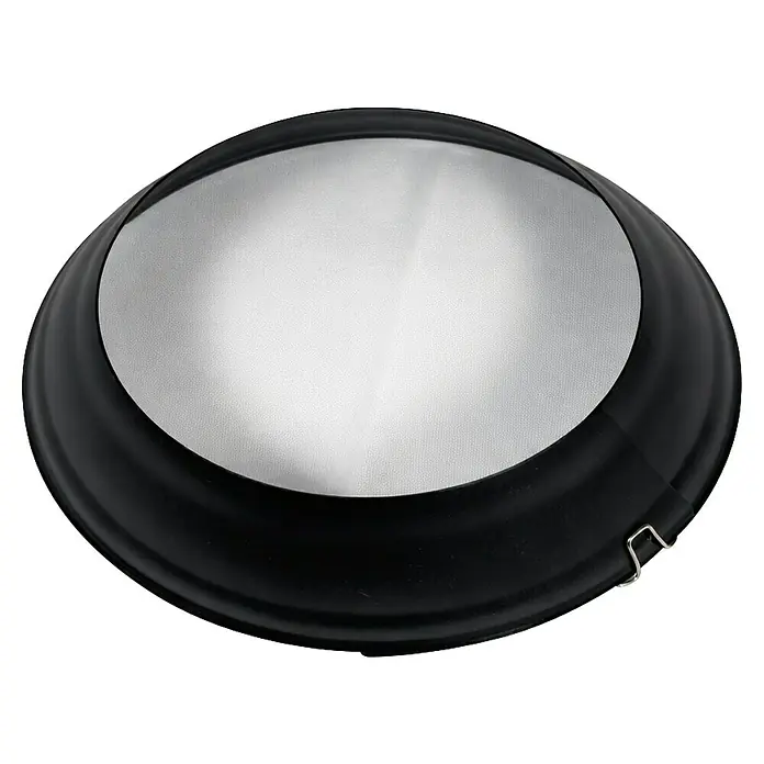 Ofenrohrrosette - Durchmesser: 0 mm - 135 mm, Stahl, Schwarz - Kreisrunder schwarzer Fotodiffusor mit lichtdurchlässiger weißer Stoffoberfläche und Metallclip.