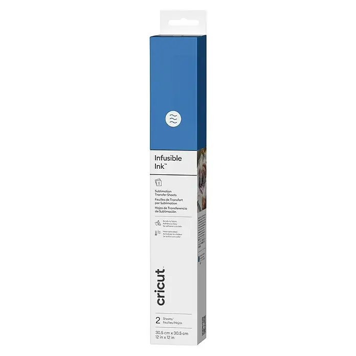 Cricut Transferfolie Infusible Ink - 2 Stk., Blau, L x B: 30,5 x 30,5 cm - Blau-weiße Cricut Infusible Ink Sublimations-Transferfolien-Packung. 2 hitzeaktivierte Blätter für Stoff.