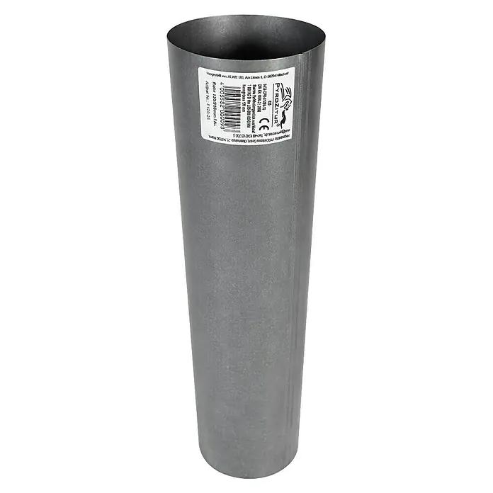 Ofenrohr - Ø x L: 120 x 250 mm, Silber - Graues Metall-Schornsteinrohr mit Produktetikett.