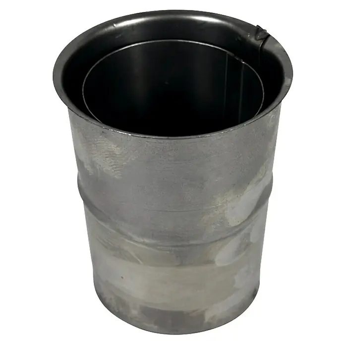 Wandfutter Doppelt - Durchmesser: 80 mm - Silberner Metallzylinder mit konzentrischem Innenrohr, möglicherweise ein Rohr oder Adapter.
