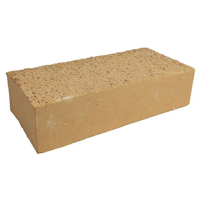 Schamottstein - L x B x H: 250 x 124 x 40 mm, Beige - Ein hellbrauner, rechteckiger Ziegelstein mit strukturierter Oberfläche.
