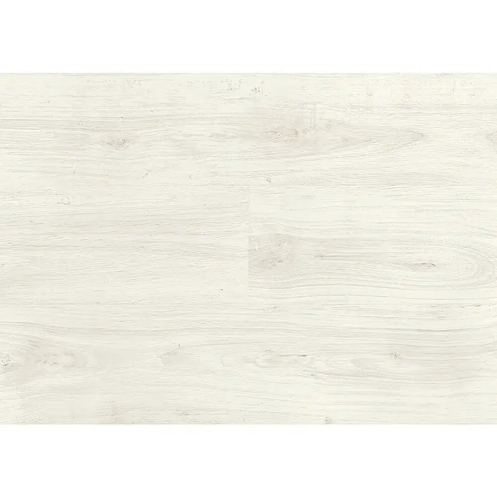 LOGOCLIC Laminado Roble Nebula - 1.380 x 193 x 8 mm, Gris, AC4 - Suelo de madera blanca pálida con patrones de veta natural.